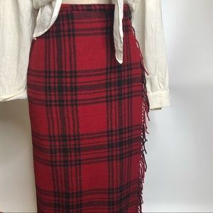 Eddie Bauer Plaid Fringe Blanket Maxi Skirt